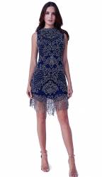 Navy Beaded Tassel Flapper Dress